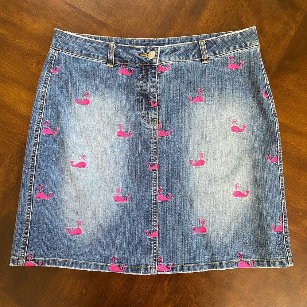 Lilly Pulitzer Embroidered Whale Denim Skirt